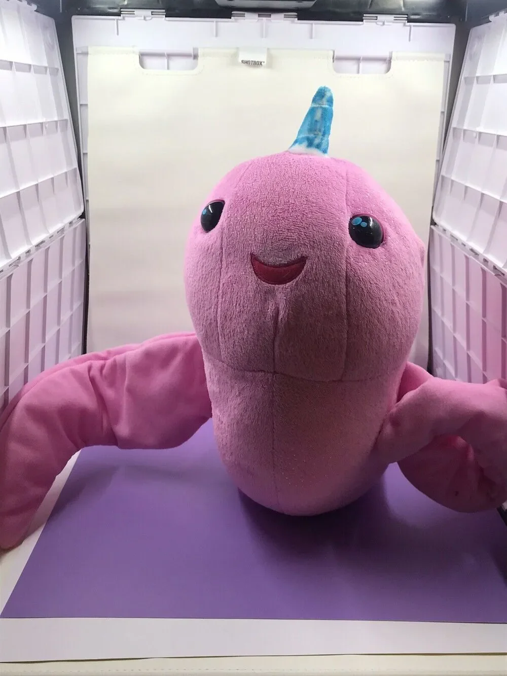 Fingerlings Wowwee narwal plush pink horned whale TESTED WORKS-14” X 11”